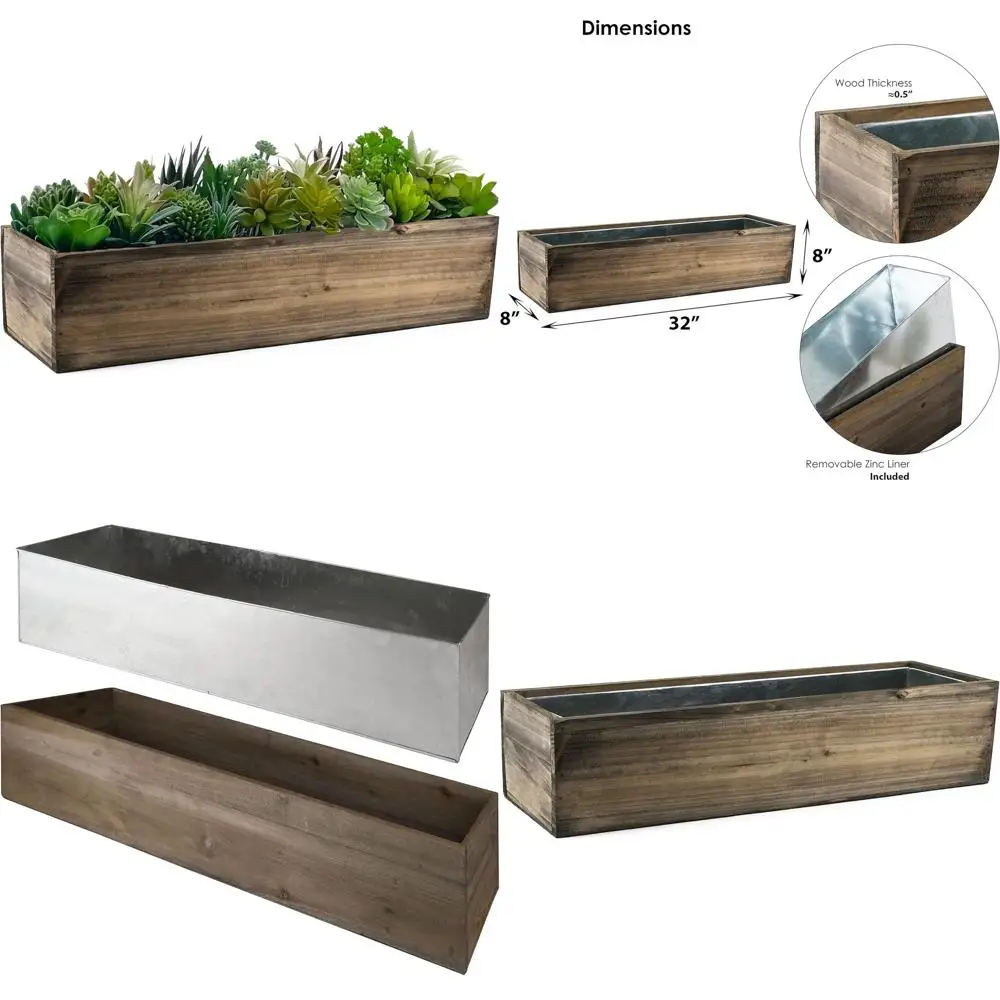 Кашпо CYS EXCEL с регулируемой высотой и съемным металлическим вкладышем из цинка (высота: 8 дюймов, отверстие: 32x8 дюймов) | Деревянный кашпо с различными вариантами размеров |
Кашпо CYS EXCEL с регулируемой высотой и съемным металлическим вкладышем из цинка (высота: 8 дюймов, отверстие: 32x8 дюймов) | Деревянный кашпо с различными вариантами размеров |