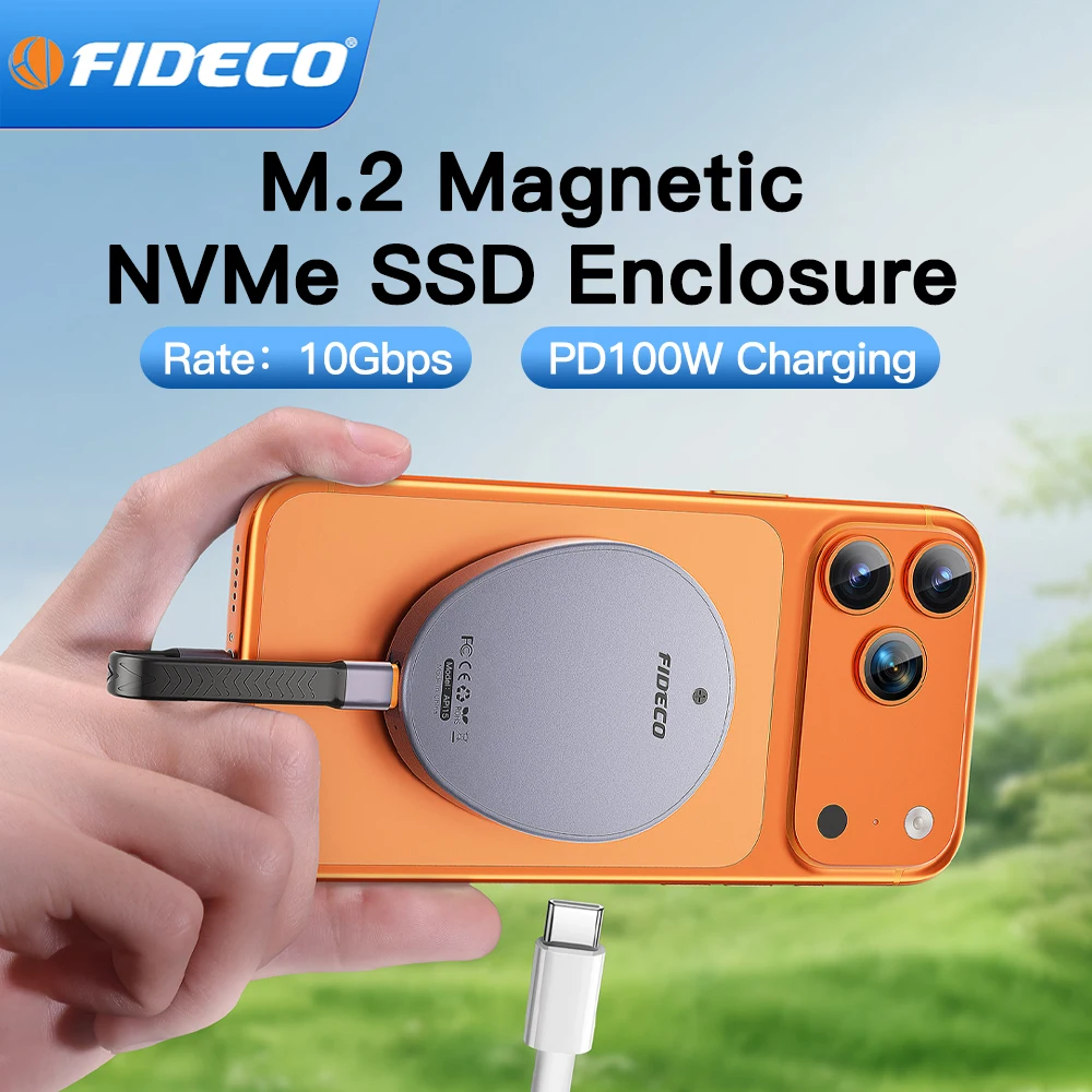FIDECO Magnetic M.2 2230 NVMe SSD Enclosure Magsafe SSD Case USB C 3.2 Gen2 to NVMe PCI-E for iPhone 17 Pro Max ProRes MacBook
FIDECO Magnetic M.2 2230 NVMe SSD Enclosure Magsafe SSD Case USB C 3.2 Gen2 to NVMe PCI-E for iPhone 17 Pro Max ProRes MacBook