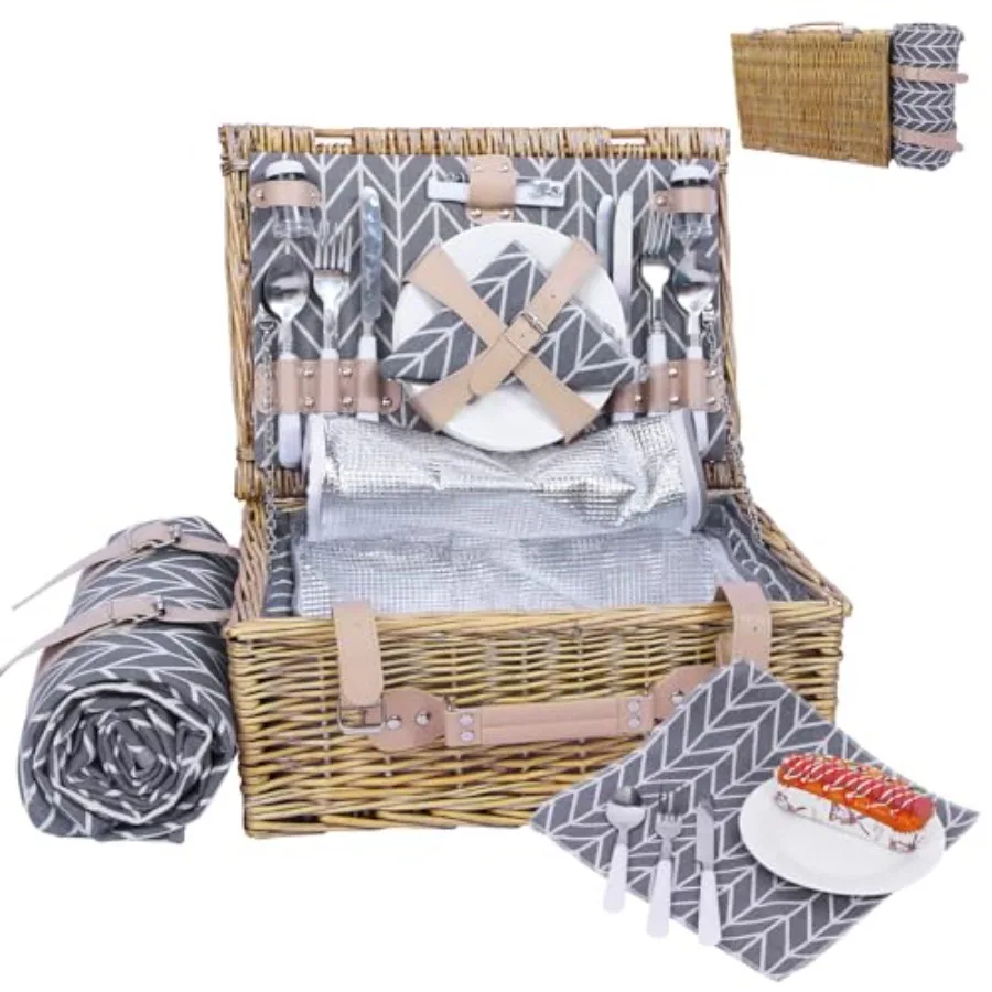 Wicker with Insulated Cooler and Waterproof Blanket Large Willow Hamper Outdoor Camping Beach Romantic Dates Valentine's Day
Wicker with Insulated Cooler and Waterproof Blanket Large Willow Hamper Outdoor Camping Beach Romantic Dates Valentine's Day