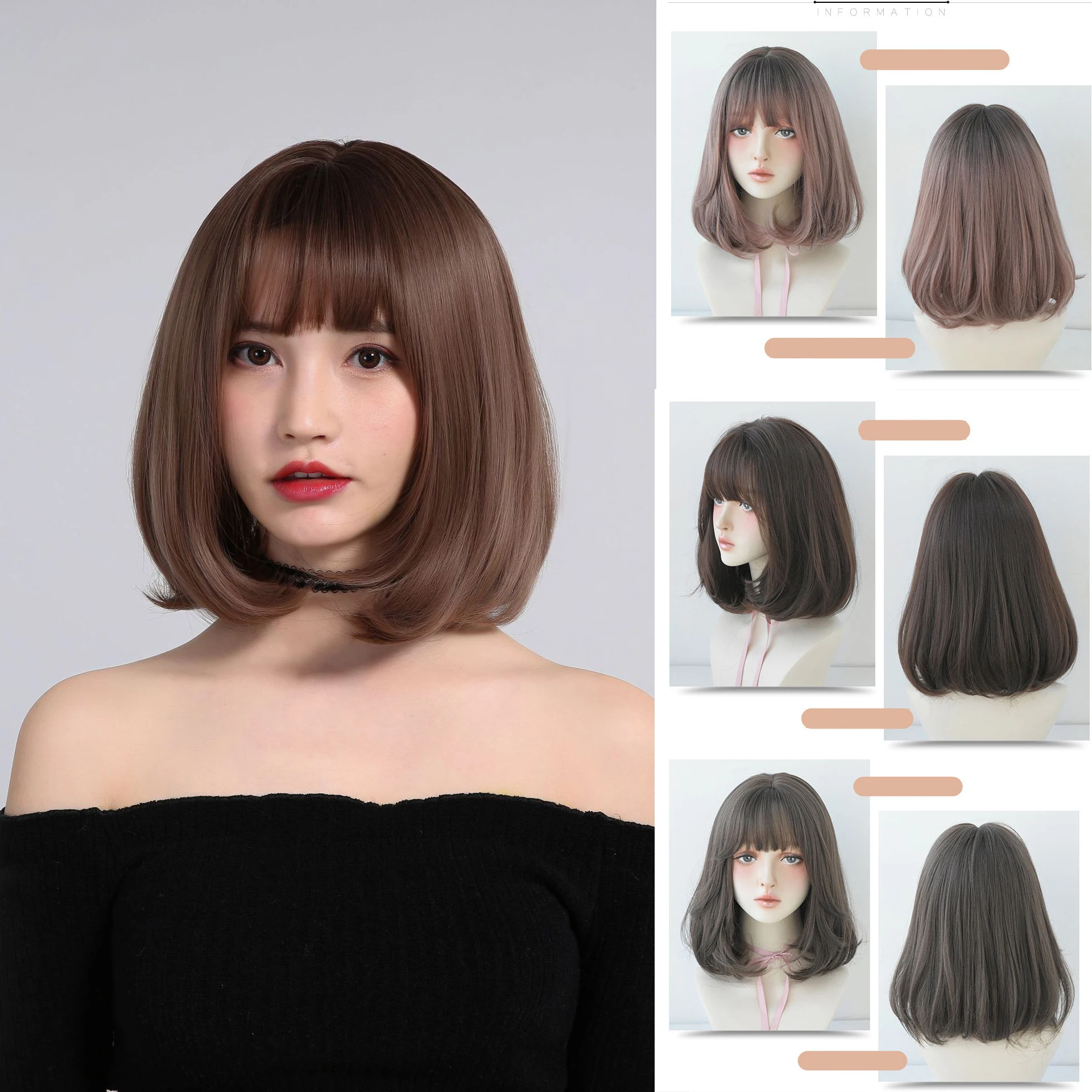 Short Straight Synthetic Wigs Warm Brown Bob Wigs with Bangs for Women Cosplay Daily Natural Hair Wig Heat Resistant Fiber
Short Straight Synthetic Wigs Warm Brown Bob Wigs with Bangs for Women Cosplay Daily Natural Hair Wig Heat Resistant Fiber