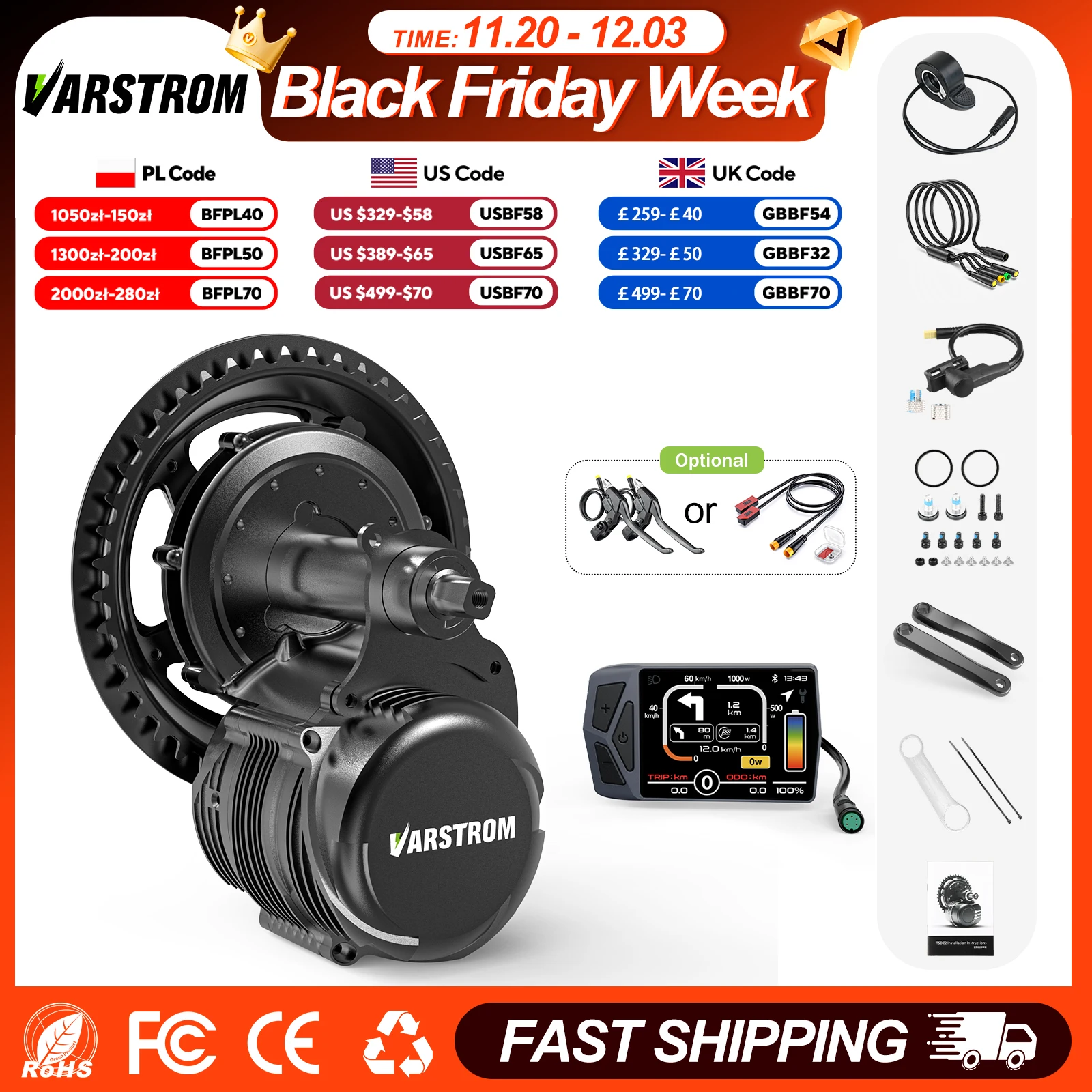 Varstrom Tongsheng TSDZ8 750W TSDZ2B 500W Mid Motor Kit Torque Sensor Bicycle Engine Electric Bike Conversion Kit BB 68-73mm
Varstrom Tongsheng TSDZ8 750W TSDZ2B 500W Mid Motor Kit Torque Sensor Bicycle Engine Electric Bike Conversion Kit BB 68-73mm
