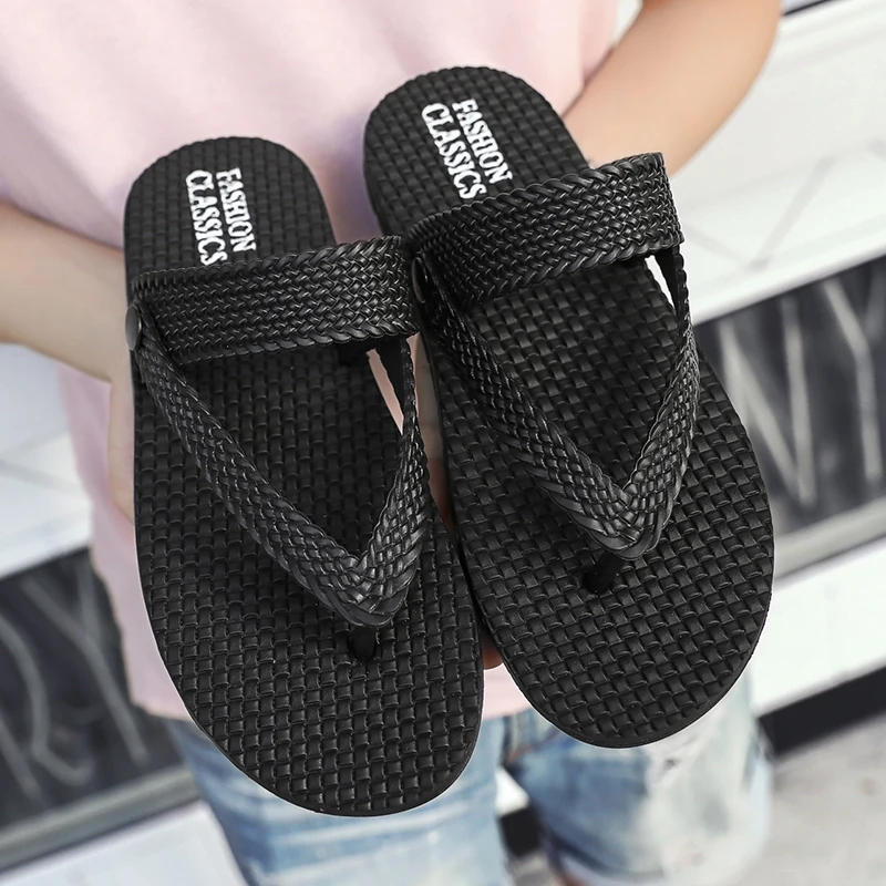 Summer Woven Black Men's Slippers Flip-Flops Comfortable Flat Sandals For Men Non-Slip Wear-Resistant Casual Slippers Man Slides
Summer Woven Black Men's Slippers Flip-Flops Comfortable Flat Sandals For Men Non-Slip Wear-Resistant Casual Slippers Man Slides