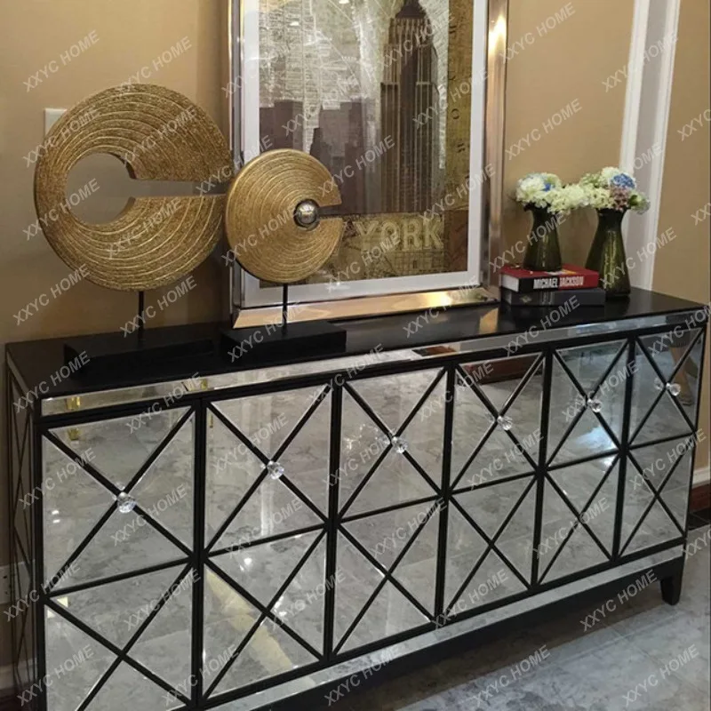 Ultra-thin, light luxury sideboard with mirrored partition – neoclassical postmodern entryway cabinet
Ultra-thin, light luxury sideboard with mirrored partition – neoclassical postmodern entryway cabinet
