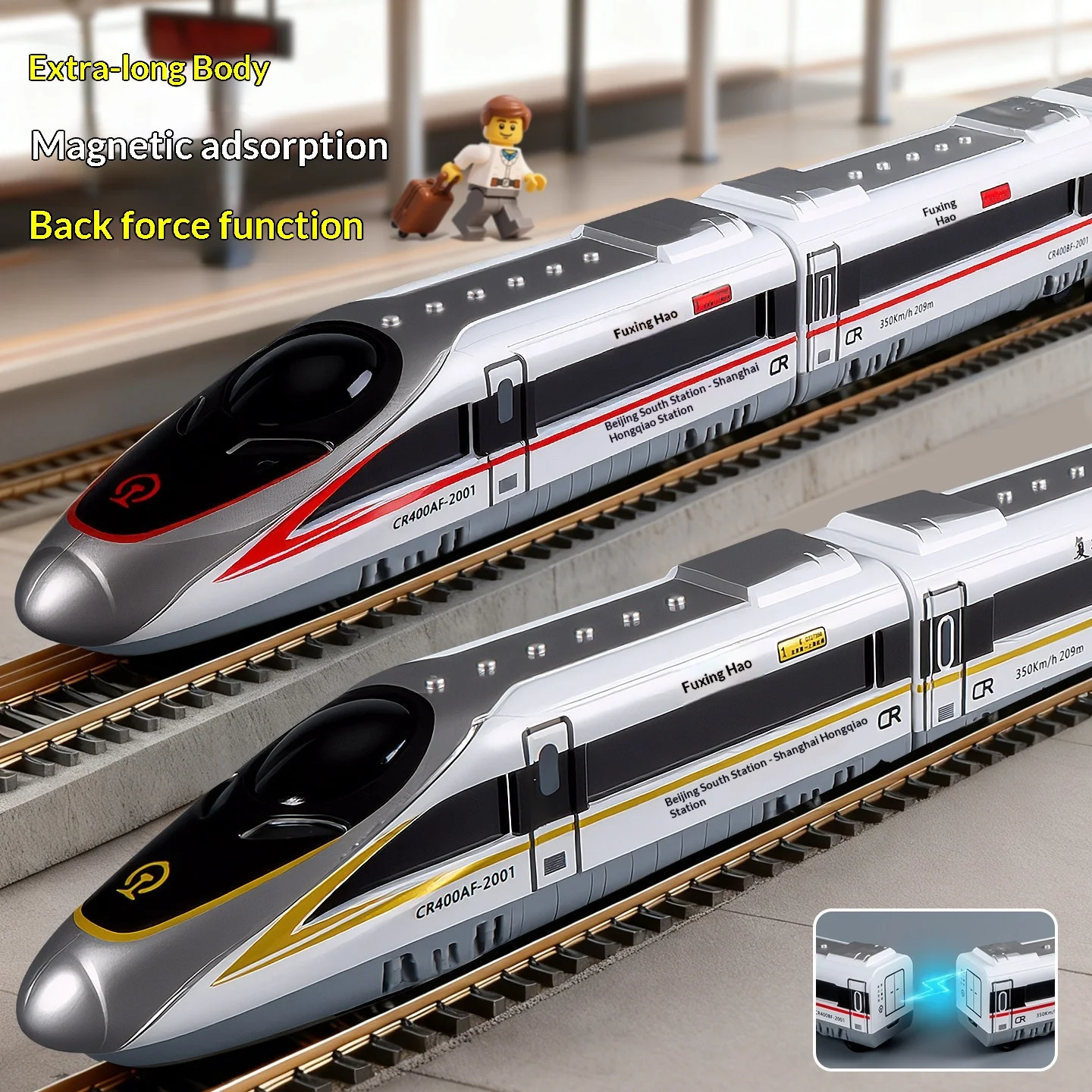 Baby simulation magnetic high-speed rail, children's harmony train, Fuxing high-speed train model
Baby simulation magnetic high-speed rail, children's harmony train, Fuxing high-speed train model