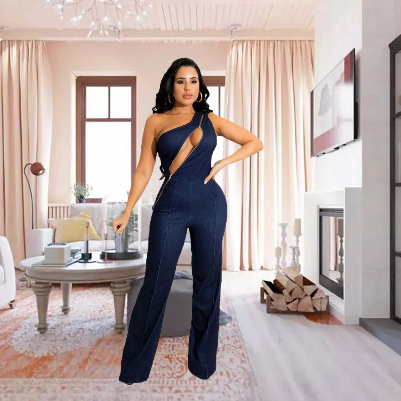 Sexy ZipSlim Jumpsuit Oblique oulder Street Sle Casual Long Pants l Waist Thin Fabric Other Material 00%
Sexy ZipSlim Jumpsuit Oblique oulder Street Sle Casual Long Pants l Waist Thin Fabric Other Material 00%