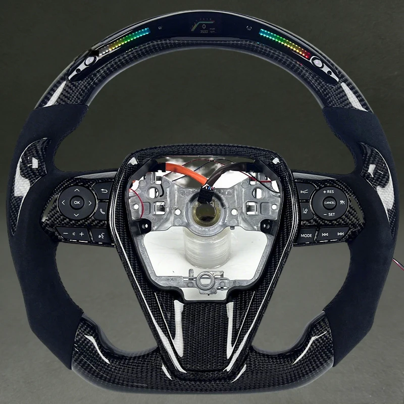 Fit for 8th Camry Sports Black Carbon Fiber Steering Wheel with LED Display with Grip with Perforated Leather for Camry 8th
Fit for 8th Camry Sports Black Carbon Fiber Steering Wheel with LED Display with Grip with Perforated Leather for Camry 8th