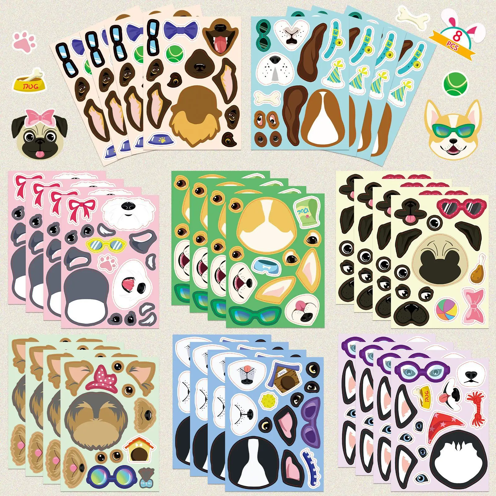 8/16Sheets Cute Dog Puzzle Stickers Make Your Own Dog Puzzle Stickers Decoration Notebook Phone Guitar Classic Classic Kid Toys
8/16Sheets Cute Dog Puzzle Stickers Make Your Own Dog Puzzle Stickers Decoration Notebook Phone Guitar Classic Classic Kid Toys