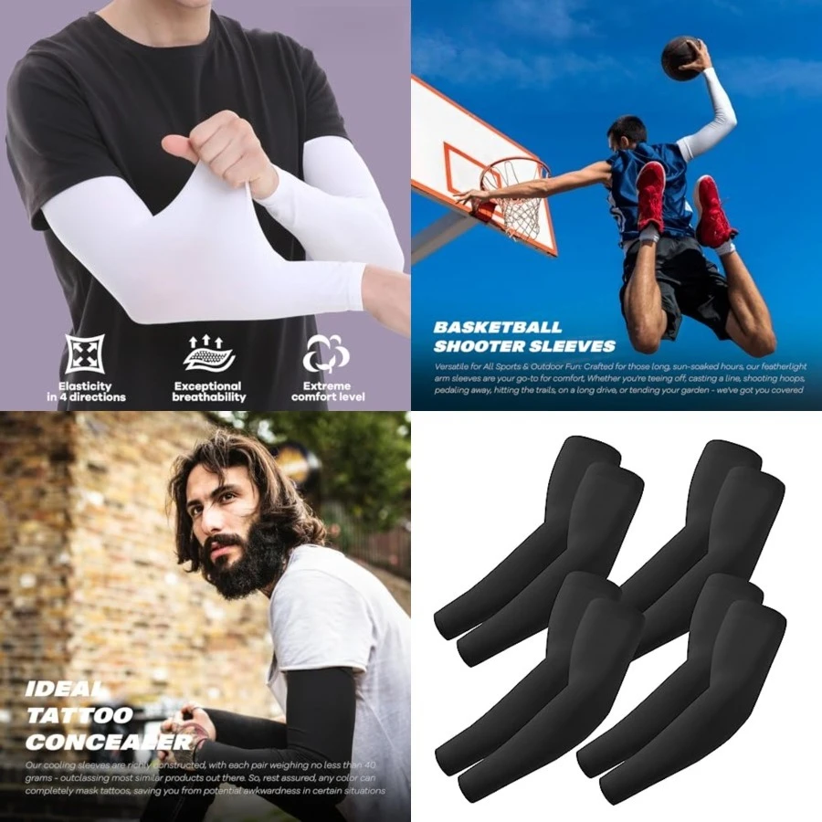 Arm Sleeves, Cooling UV Sun Protection Sports Compression for Men/Women,4 Pairs - 4 Black
Arm Sleeves, Cooling UV Sun Protection Sports Compression for Men/Women,4 Pairs - 4 Black