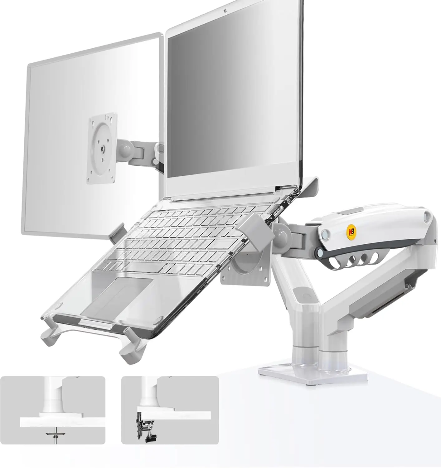 Adjustable Laptop Monitor Mount Stand for 10-17" Notebooks and 17-30" Screens, Clamp or Grommet Installation (White)
Adjustable Laptop Monitor Mount Stand for 10-17" Notebooks and 17-30" Screens, Clamp or Grommet Installation (White)