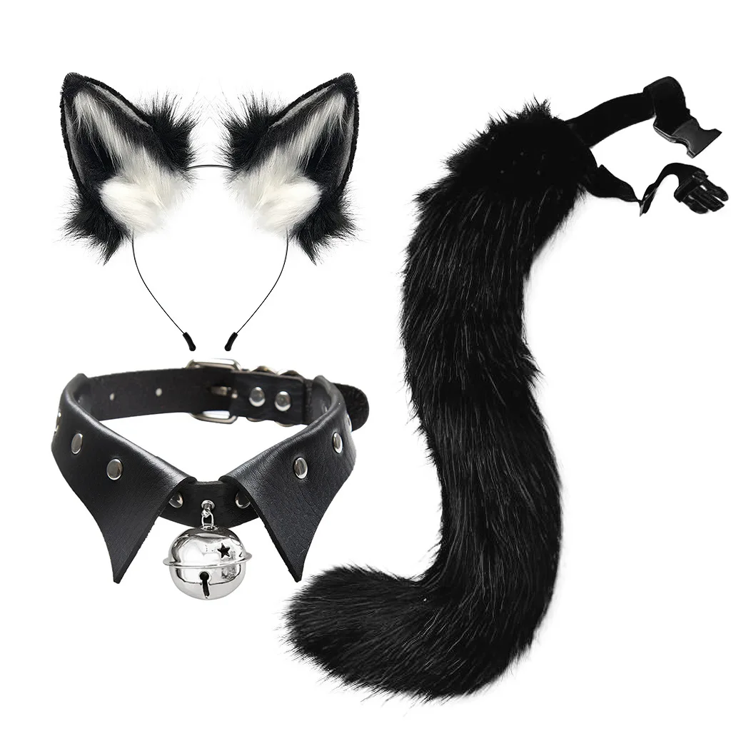 Gothic Punk Style Costume Kit Including Collar Choker Artificial Ear Headband and Matching Animal Tail for Anime Cosplay Party
Gothic Punk Style Costume Kit Including Collar Choker Artificial Ear Headband and Matching Animal Tail for Anime Cosplay Party
