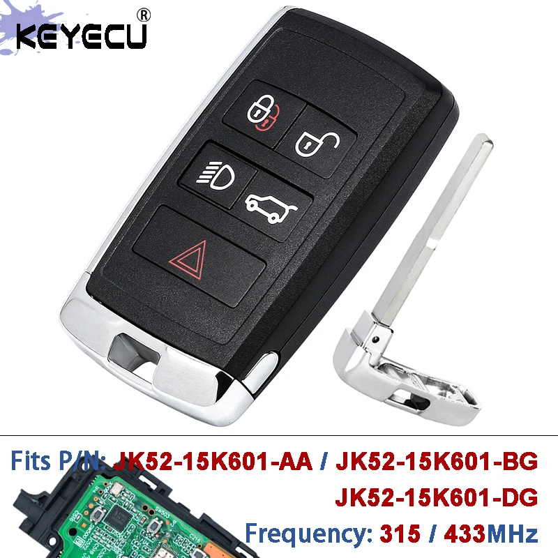KEYECU KOBJXF18A 315/433 МГц JK52-15K601-AA JK52-15K601-BG/DG Умный дистанционный брелок для Land Rover Ranger Rover 2018-2021
KEYECU KOBJXF18A 315/433 МГц JK52-15K601-AA JK52-15K601-BG/DG Умный дистанционный брелок для Land Rover Ranger Rover 2018-2021