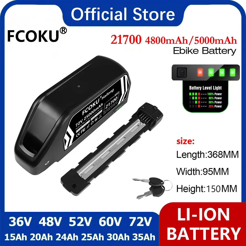 Hailong 21700 EBike Battery 48V 52V 35Ah 60V 30Ah 72V 25Ah Electric Bicycle Bateria Pack for 3000W 2000W 1500W 1000W 500W 350W
Hailong 21700 EBike Battery 48V 52V 35Ah 60V 30Ah 72V 25Ah Electric Bicycle Bateria Pack for 3000W 2000W 1500W 1000W 500W 350W