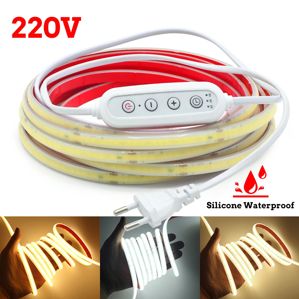 Dimmable 5m 10m 20m COB LED Strip Light AC 220V 240LED/m IC Driver EU Power Plug 4key Control Flex Tape Lights Waterproof 0.5m
Dimmable 5m 10m 20m COB LED Strip Light AC 220V 240LED/m IC Driver EU Power Plug 4key Control Flex Tape Lights Waterproof 0.5m