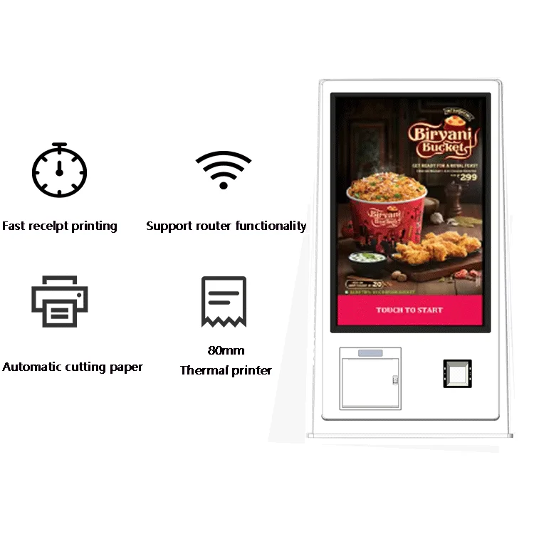 Food Delivery Robot Self Driving 21.5 Inch Android System Self Service Cash Register Touch Screen Kiosk for Fast Food Order