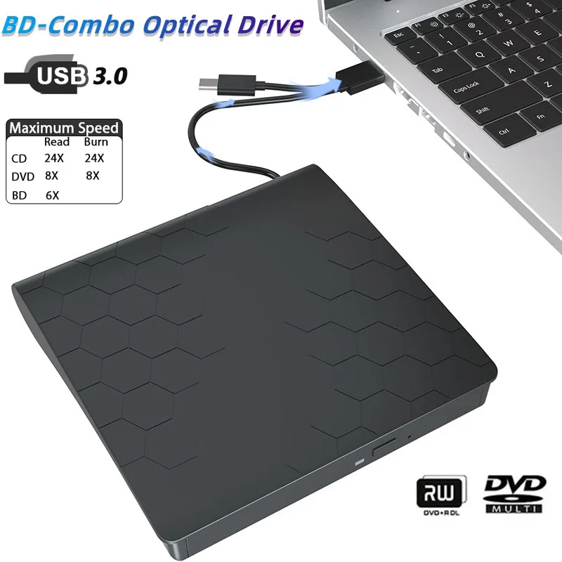 Портативный 3D BD-Combo USB 3.0 2 в 1, тонкий оптический привод для чтения компакт-дисков и DVD, записывающее устройство, внешний привод Blu-ray DVD для ПК, ноутбука
Портативный 3D BD-Combo USB 3.0 2 в 1, тонкий оптический привод для чтения компакт-дисков и DVD, записывающее устройство, внешний привод Blu-ray DVD для ПК, ноутбука