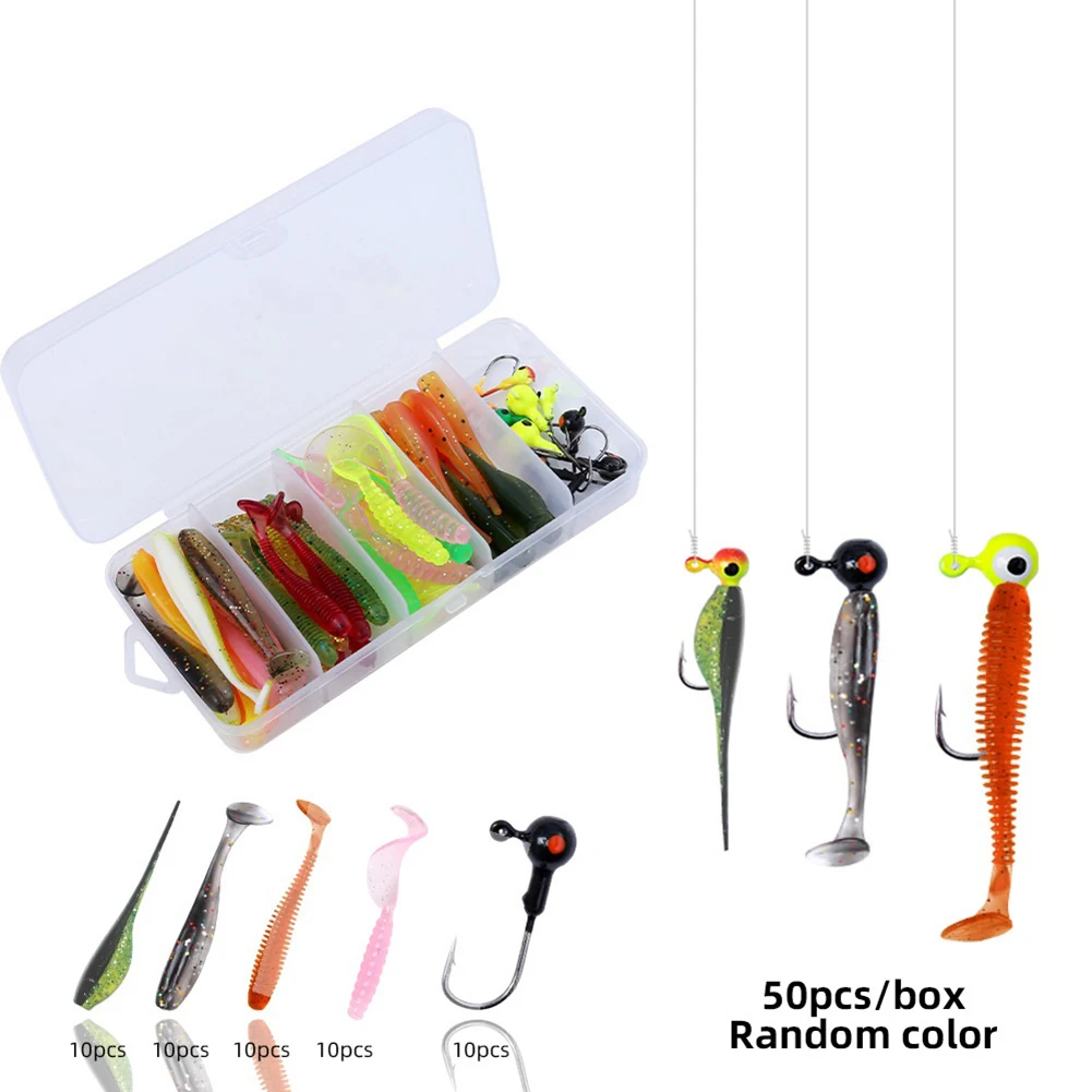40pcs Soft Fishing Lures Kit with 10pcs Jig Head Hook Artificial Bait Soft Bait Fishing Accessories for Carp Pike Zander
40pcs Soft Fishing Lures Kit with 10pcs Jig Head Hook Artificial Bait Soft Bait Fishing Accessories for Carp Pike Zander