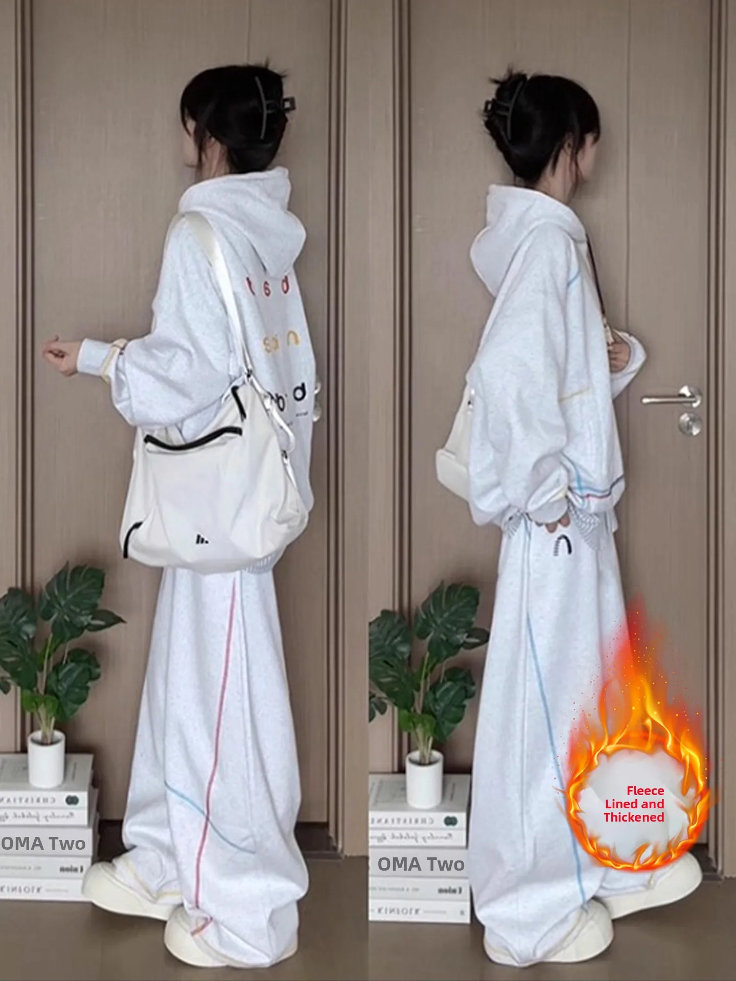 Fleece Lined Hooded Outfit Women's Autumn Winter Casual Sportswear Two Piece Set Polyester Fiber Breathable Wide Leg Pants
Fleece Lined Hooded Outfit Women's Autumn Winter Casual Sportswear Two Piece Set Polyester Fiber Breathable Wide Leg Pants