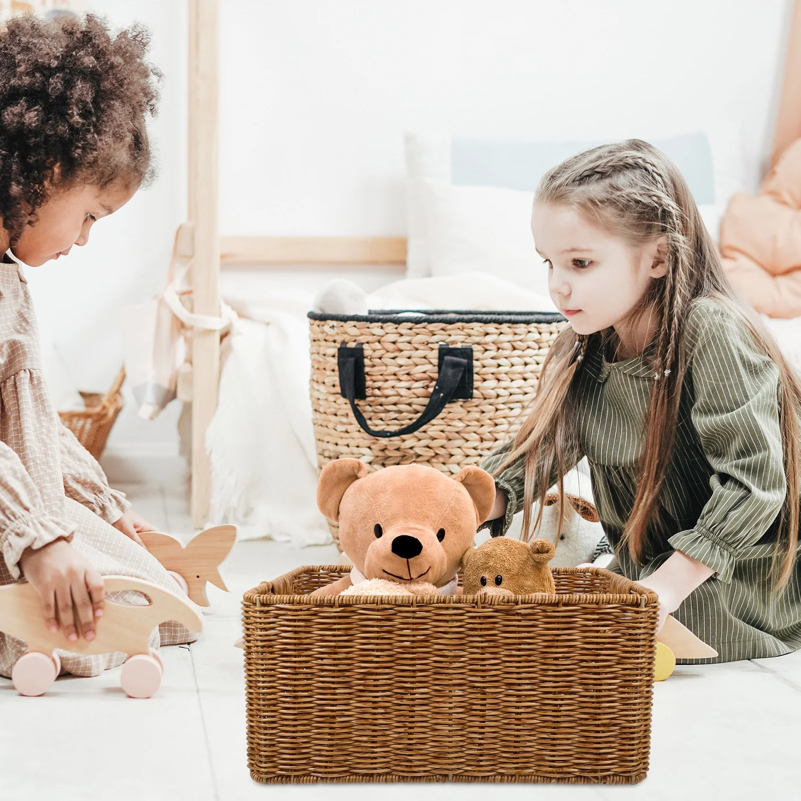 Handle Imitation Rattan Storage Basket Office Accessories Decorative Baskets for Shelves Toy Hampers Iron
Handle Imitation Rattan Storage Basket Office Accessories Decorative Baskets for Shelves Toy Hampers Iron