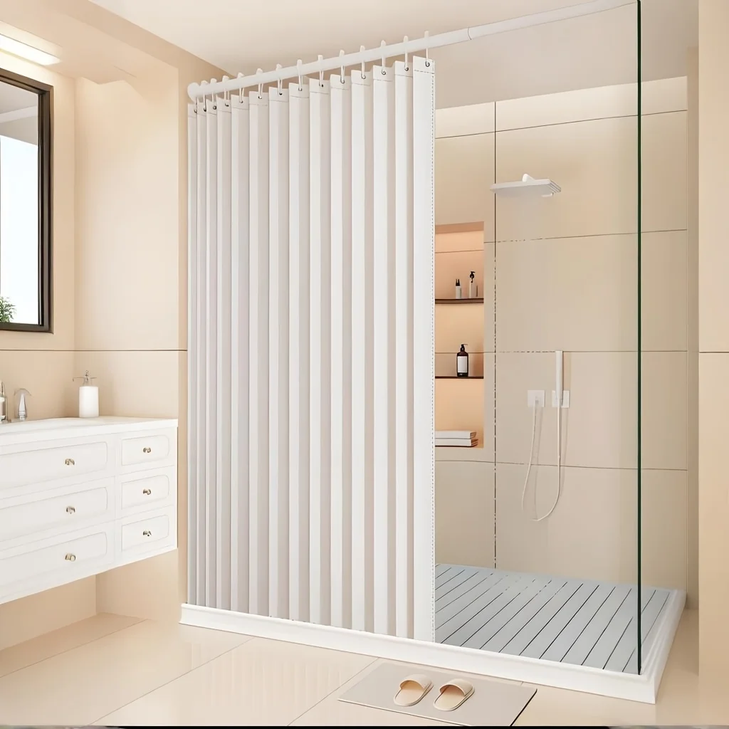 Heavy Duty Foldable Shower Curtain Thick Fabric Shower Divider Bathroom Privacy Screen Durable Shape Retaining Hooks Easy Clean
Heavy Duty Foldable Shower Curtain Thick Fabric Shower Divider Bathroom Privacy Screen Durable Shape Retaining Hooks Easy Clean