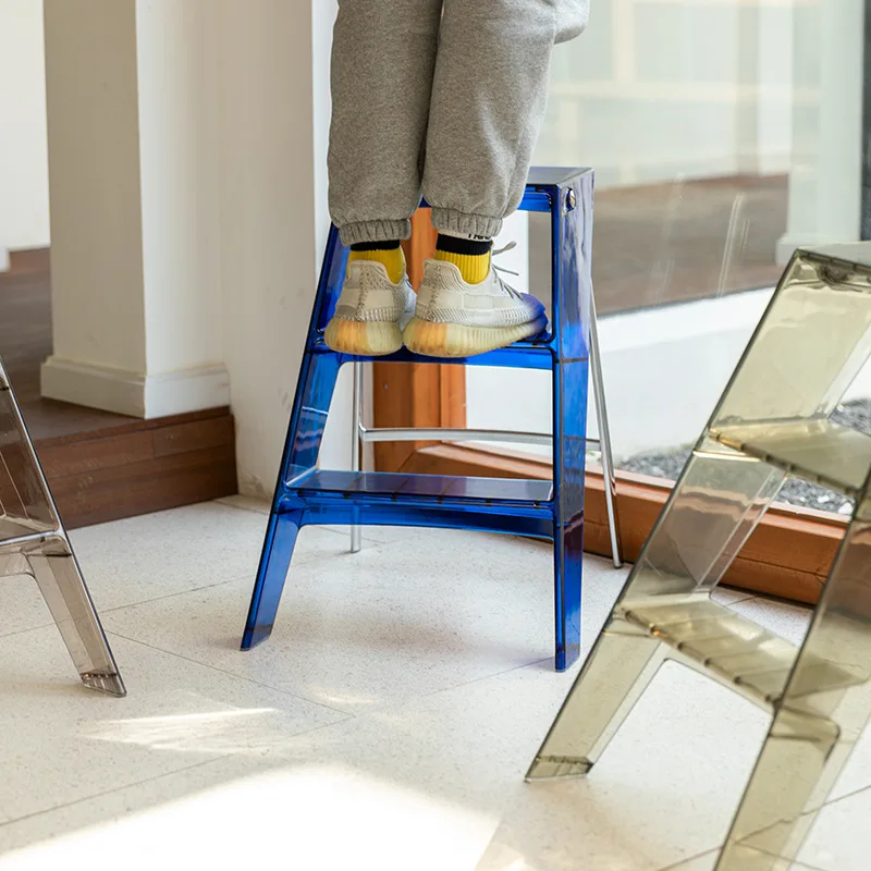 Nordic simple multi-functional household folding ladder herringbone ladder three-step transparent 
Nordic simple multi-functional household folding ladder herringbone ladder three-step transparent