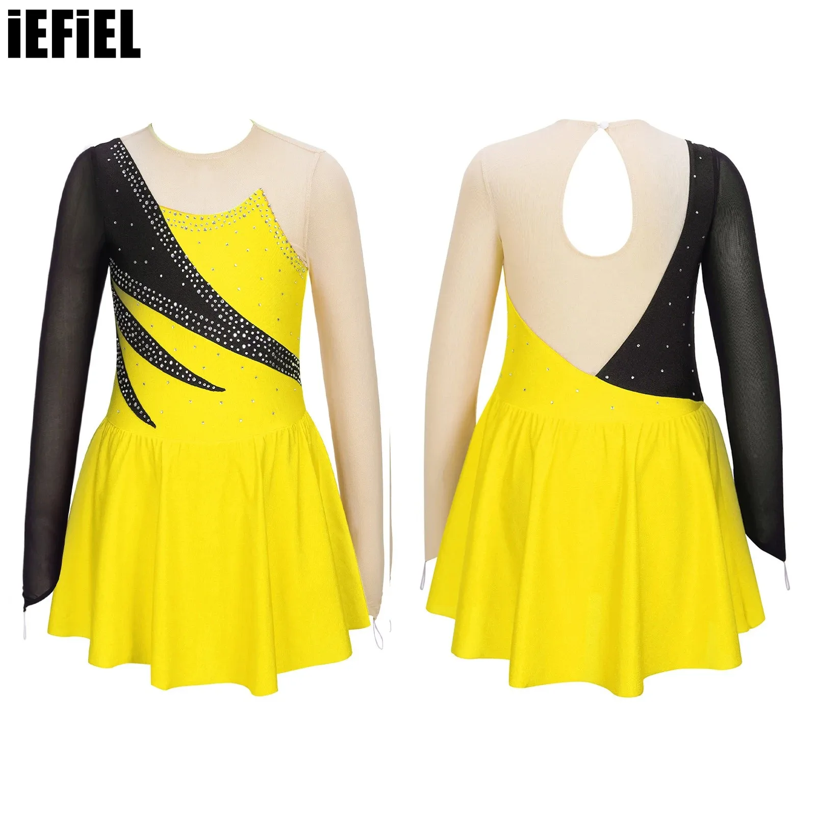 Kids Girls Rhinestone Dance Dress Stylish Clothing Long Sleeve Round Neckline Contrast Color Decorated Hollow Back Skating
Kids Girls Rhinestone Dance Dress Stylish Clothing Long Sleeve Round Neckline Contrast Color Decorated Hollow Back Skating