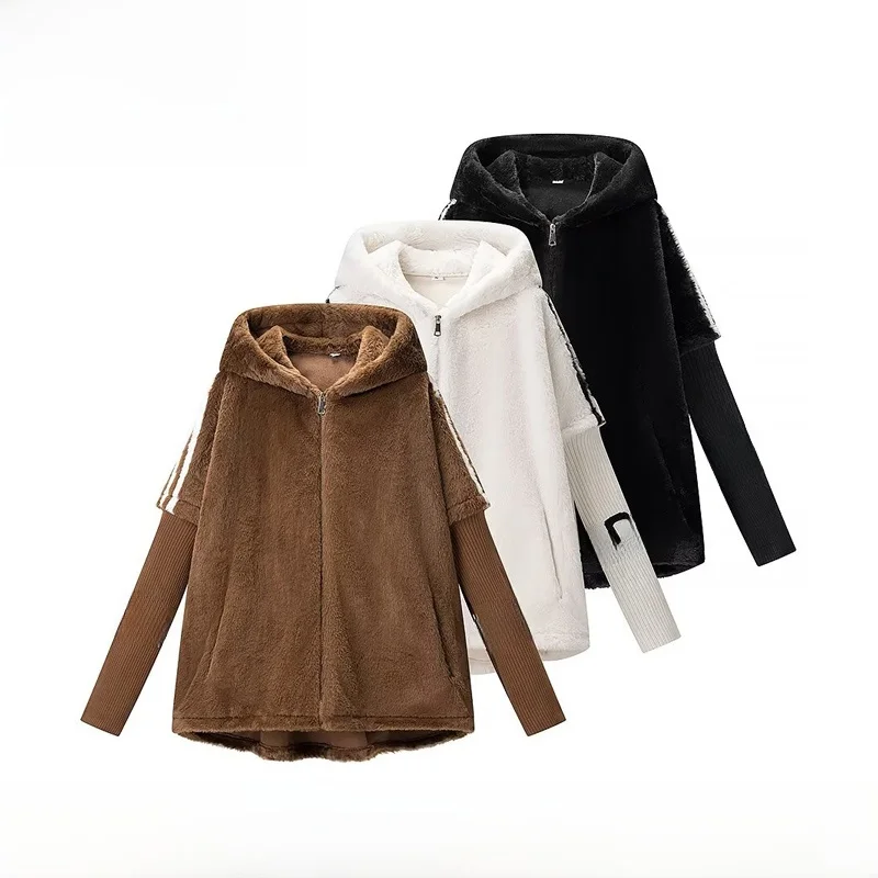 EVEA Новая женская модная универсальная кожаная шуба с мехом, повседневная, из полиэфирного волокна, зимняя, с длинными рукавами, на молнии, с капюшоном
EVEA Новая женская модная универсальная кожаная шуба с мехом, повседневная, из полиэфирного волокна, зимняя, с длинными рукавами, на молнии, с капюшоном