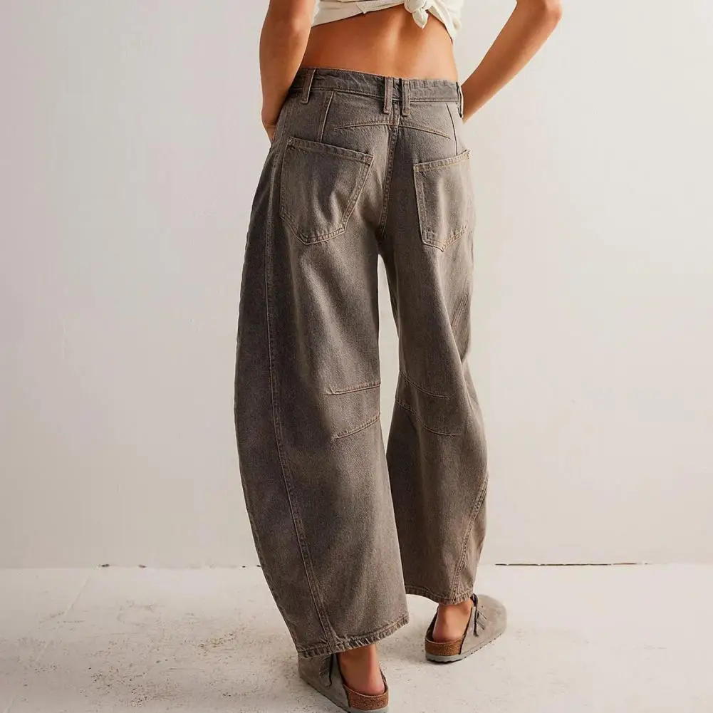 Women Denim Pants Stylish Women's Wide Leg Jeans with Pockets Button Placket Loose Fit Ninth Pants in Solid Color Washed for A
Women Denim Pants Stylish Women's Wide Leg Jeans with Pockets Button Placket Loose Fit Ninth Pants in Solid Color Washed for A