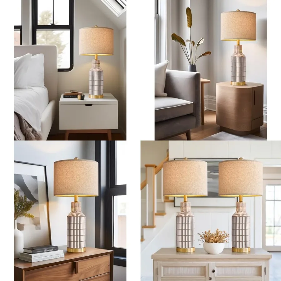 25" Table Lamps Set of 2, Modern Ceramic Bedside Lamps - Farmhouse Nightstand Lamps for Bedroom, Boho Living Room End Table and
25" Table Lamps Set of 2, Modern Ceramic Bedside Lamps - Farmhouse Nightstand Lamps for Bedroom, Boho Living Room End Table and