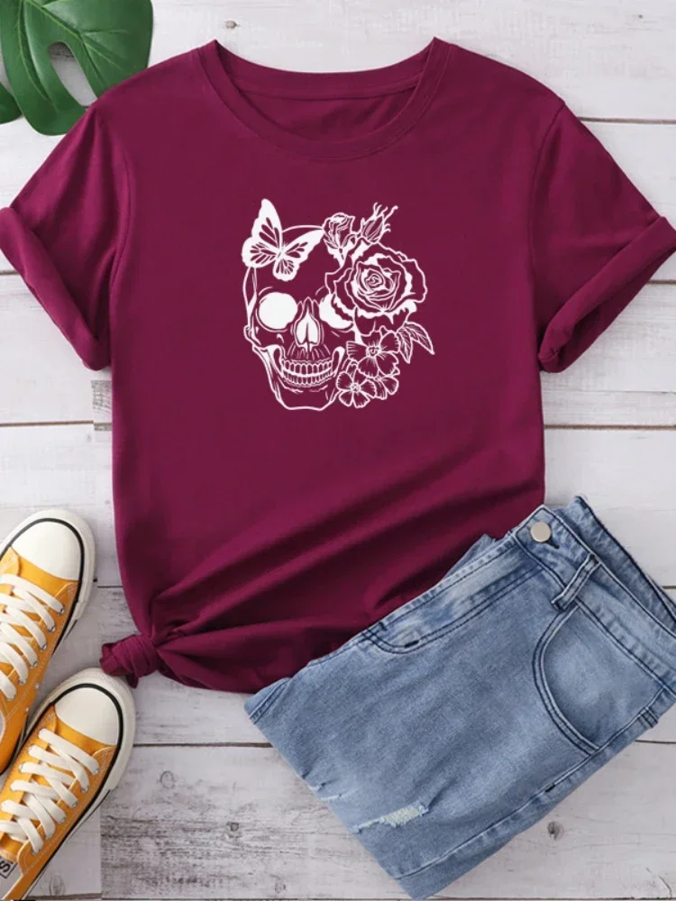 Skull Head Rose Print Women T Shirt Short Sleeve O Neck Loose Women Tshirt Ladies Fashion Tee Shirt Tops Clothes Camisetas Mujer
Skull Head Rose Print Women T Shirt Short Sleeve O Neck Loose Women Tshirt Ladies Fashion Tee Shirt Tops Clothes Camisetas Mujer