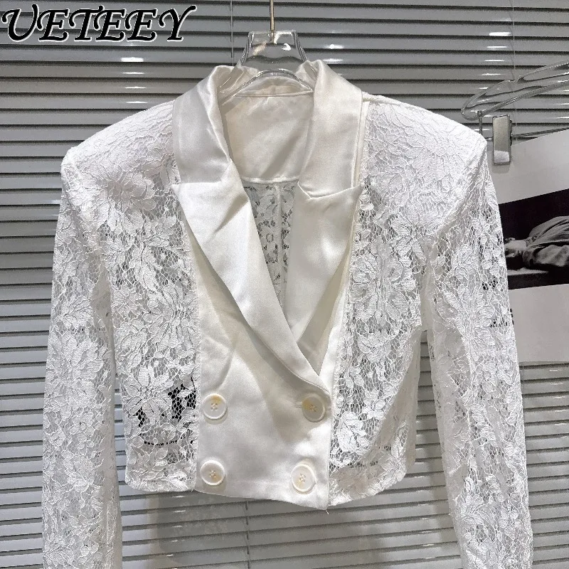 2026 Spring New Fashionable Spicy Shoulder Pad Long Sleeves Coat Satin Collar Patchwork Lace Suit Short Outwear Women's Jacket
2026 Spring New Fashionable Spicy Shoulder Pad Long Sleeves Coat Satin Collar Patchwork Lace Suit Short Outwear Women's Jacket