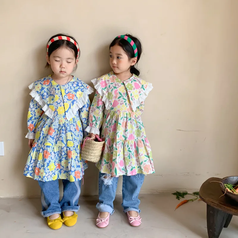 Girls' Lace Trim Princess Dress Spring New Floral Children's Dress Stylish Cute Big Collar Dress
Girls' Lace Trim Princess Dress Spring New Floral Children's Dress Stylish Cute Big Collar Dress