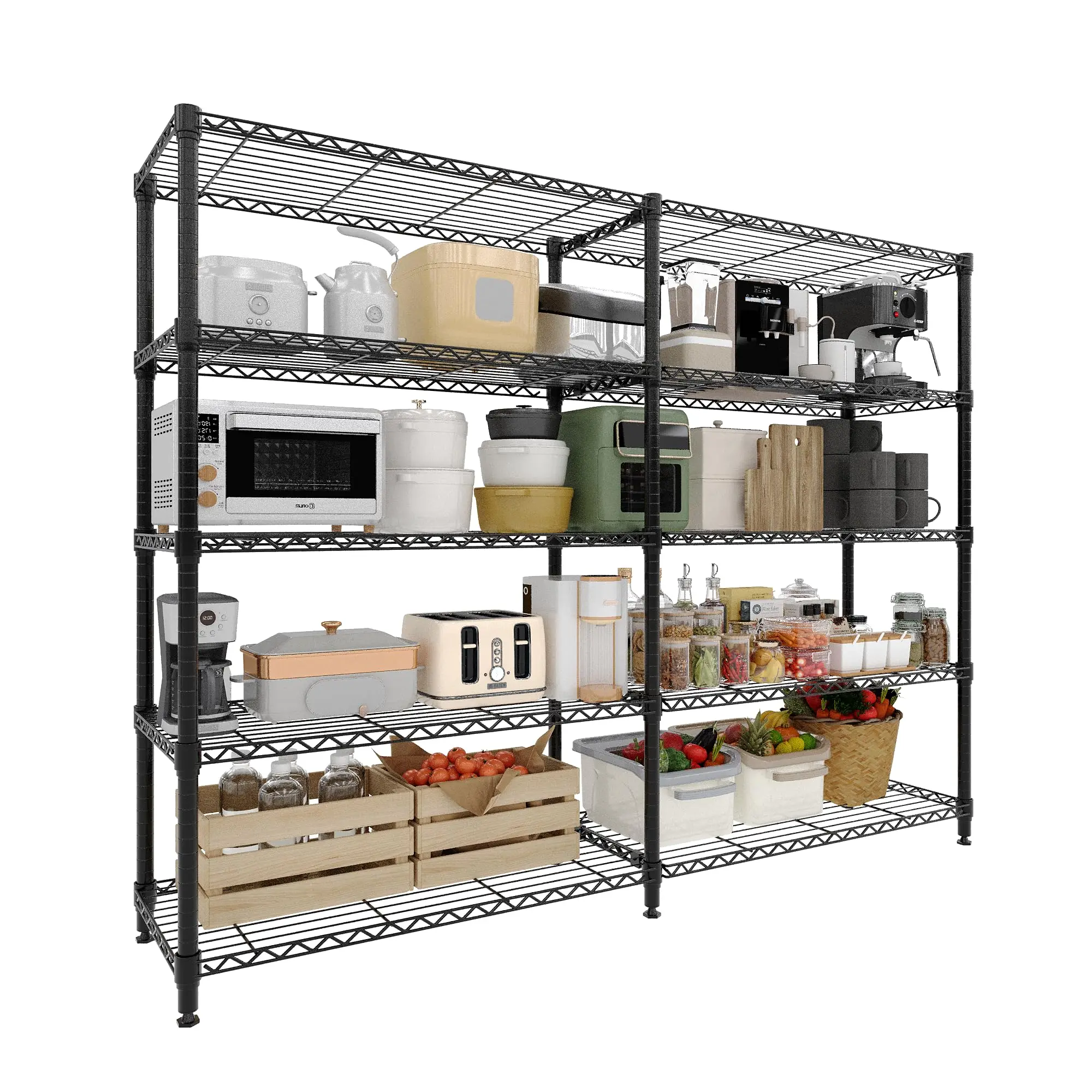 Metal Storage Shelves 5 Tier, Adjustable Metal Shelving Unit, Heavy Duty Wire Shelf Storage Rack Organizer for Kitchen Pantry Home, 1325LBS
Metal Storage Shelves 5 Tier, Adjustable Metal Shelving Unit, Heavy Duty Wire Shelf Storage Rack Organizer for Kitchen Pantry Home, 1325LBS