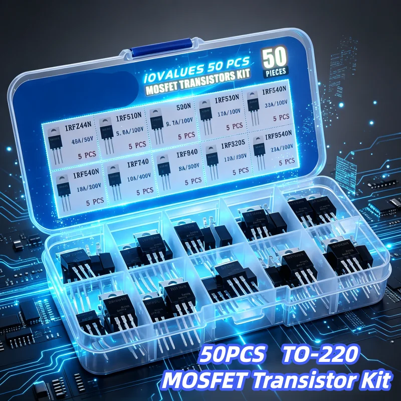 50PCS TO-220 MOSFET Transistor Kit IRFZ44N IRF510N IRF540N Assorted N-Channel Power MOS Tube Electronic Components Set
50PCS TO-220 MOSFET Transistor Kit IRFZ44N IRF510N IRF540N Assorted N-Channel Power MOS Tube Electronic Components Set