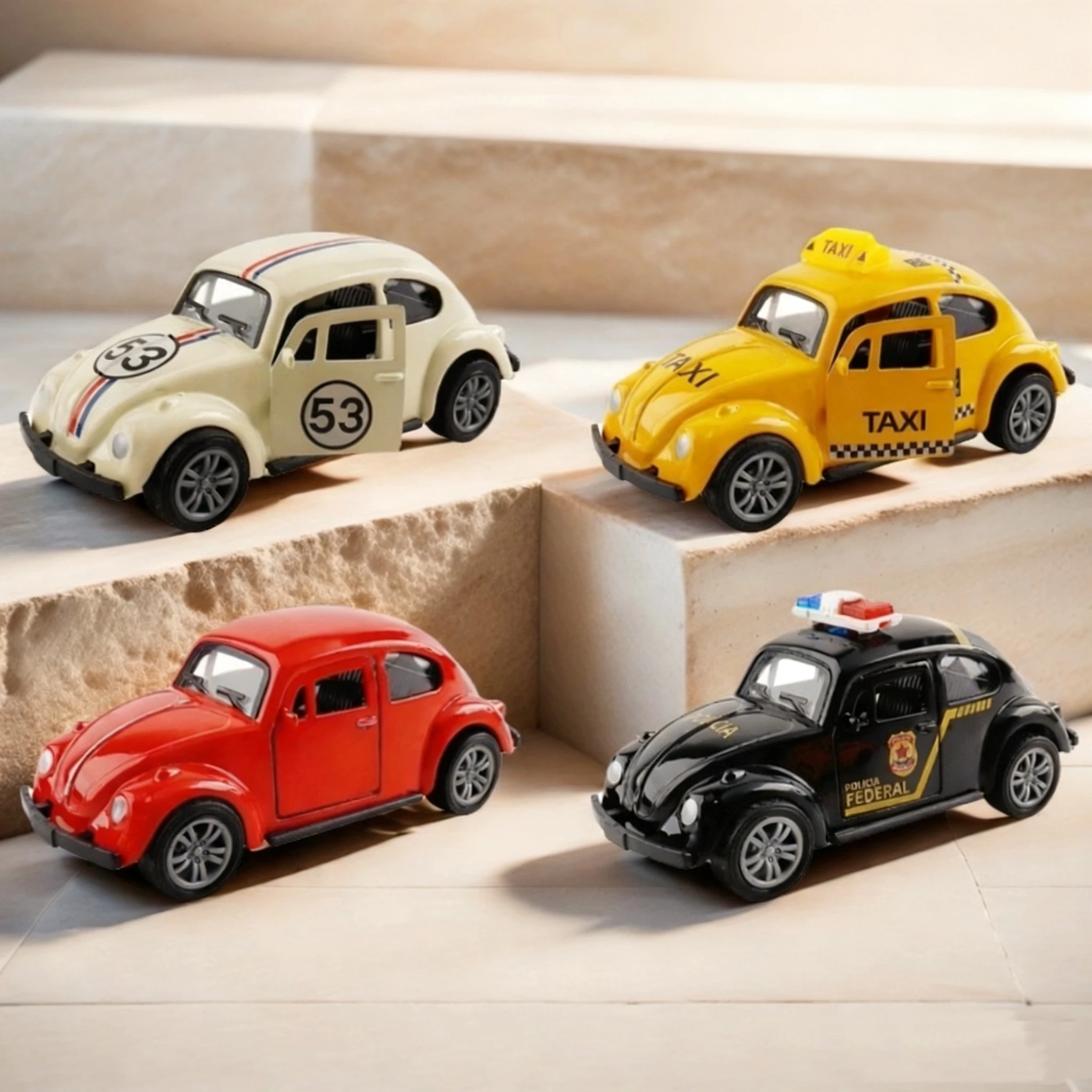 Retro Beetle shaped small car, Alloy car model, the ones that can open the door and police cars. Pocket toy cars that boys like.
Retro Beetle shaped small car, Alloy car model, the ones that can open the door and police cars. Pocket toy cars that boys like.