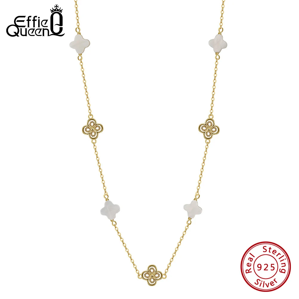 EFFIE QUEEN Exquisite 925 Sterling Silver 14K Gold Four Leaf Clover Choker Necklace Nature Style Lucky Symbol Casual Wear GMN60
EFFIE QUEEN Exquisite 925 Sterling Silver 14K Gold Four Leaf Clover Choker Necklace Nature Style Lucky Symbol Casual Wear GMN60
