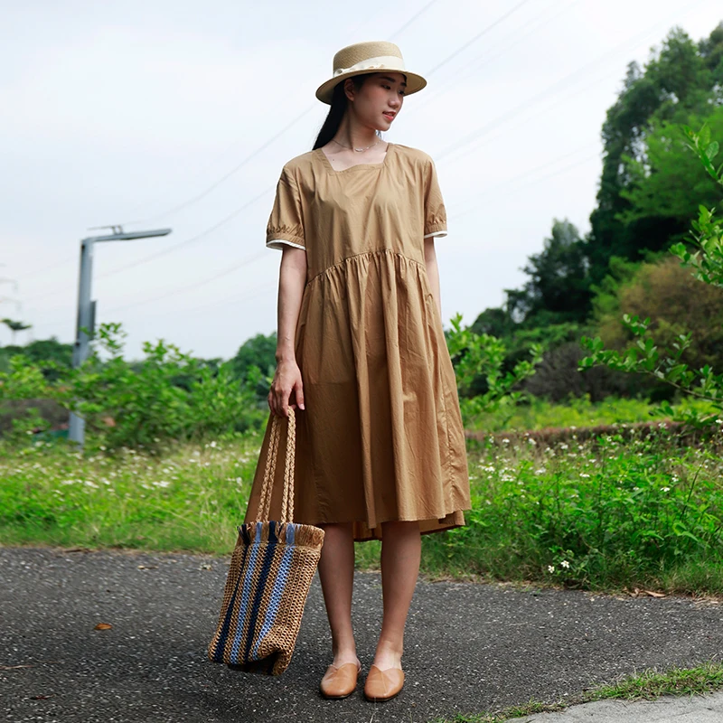 Summer New Women's Loose Fit ort Sve Dr Spliced A-Line Cotton Midi Dr Slimming Effect Simple Sle Commute Wear
Summer New Women's Loose Fit ort Sve Dr Spliced A-Line Cotton Midi Dr Slimming Effect Simple Sle Commute Wear