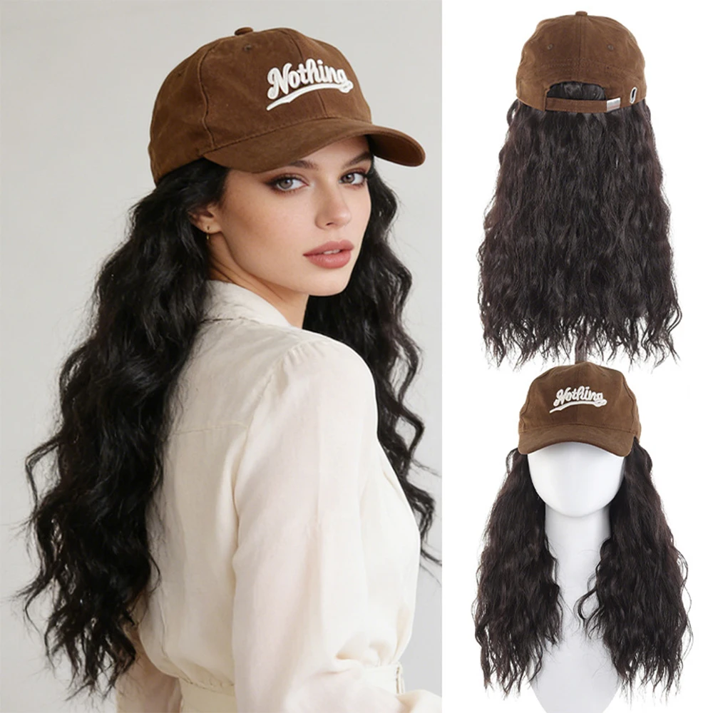Synthetic Wig Hat with Natural Wave Extensions attached for woman Baseball cap wig black curly wavy Hairstyle Adjustable Hat Wig
Synthetic Wig Hat with Natural Wave Extensions attached for woman Baseball cap wig black curly wavy Hairstyle Adjustable Hat Wig