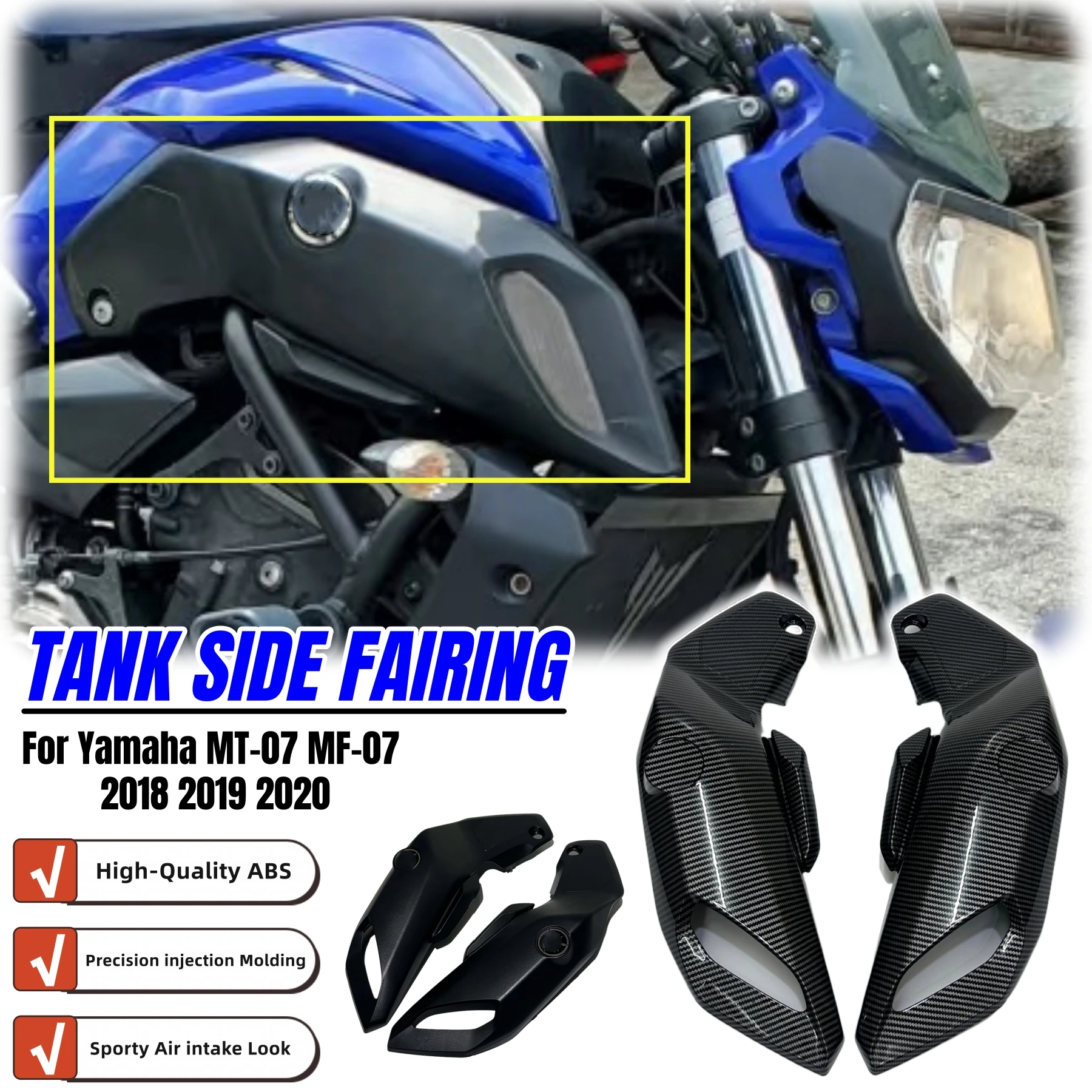 For Yamaha MT-07 MT07 FZ-07 FZ07 2018 2019 2020 Side Tank Air Intake Fairing Cover Panel Motorcycle Body Parts
For Yamaha MT-07 MT07 FZ-07 FZ07 2018 2019 2020 Side Tank Air Intake Fairing Cover Panel Motorcycle Body Parts