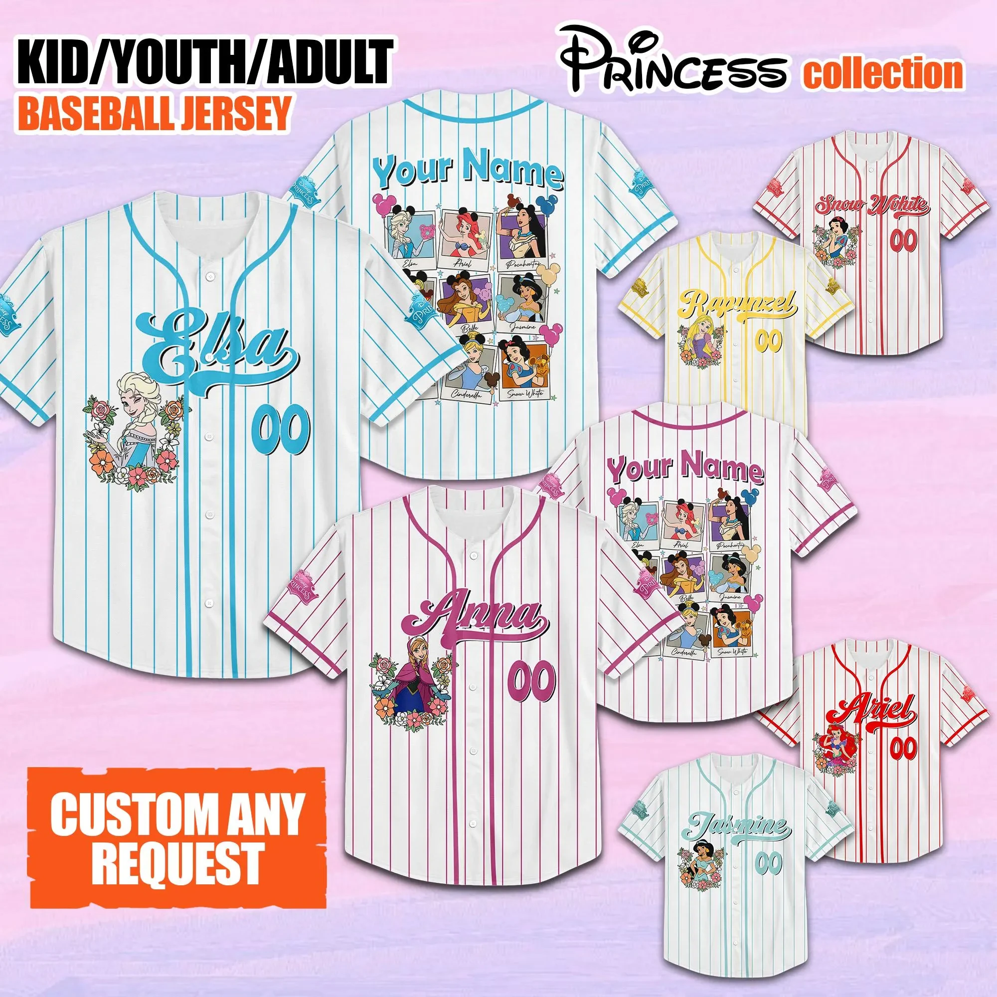 Personalized Disney Princess Baseball Jerseys Kids Teens Adult Baseball Shirts Disney Princess Matching Game Day Girls Jerseys
Personalized Disney Princess Baseball Jerseys Kids Teens Adult Baseball Shirts Disney Princess Matching Game Day Girls Jerseys