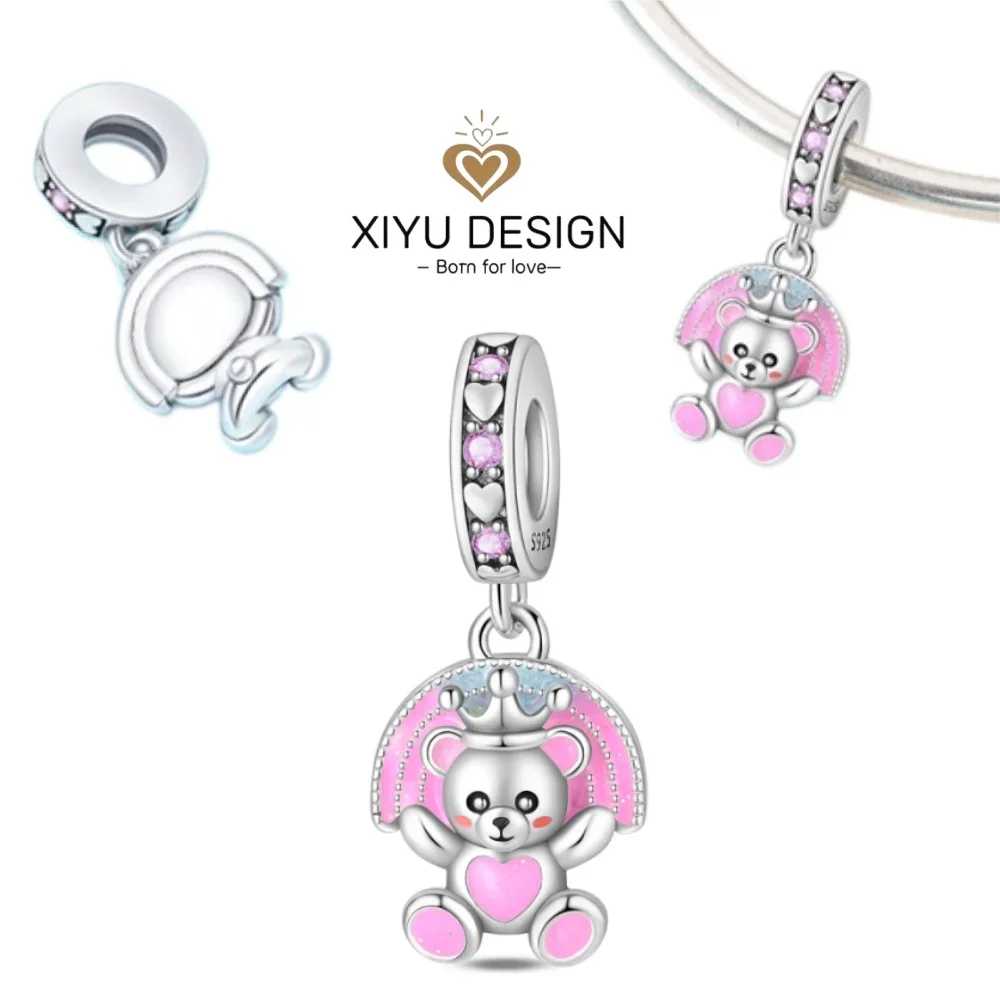 New 925 Sterling Silver Cute Pink Rainbow Bear Charm Pendant Original Bracelet Keychain DIY for Women Birthday Jewelry Gift
New 925 Sterling Silver Cute Pink Rainbow Bear Charm Pendant Original Bracelet Keychain DIY for Women Birthday Jewelry Gift