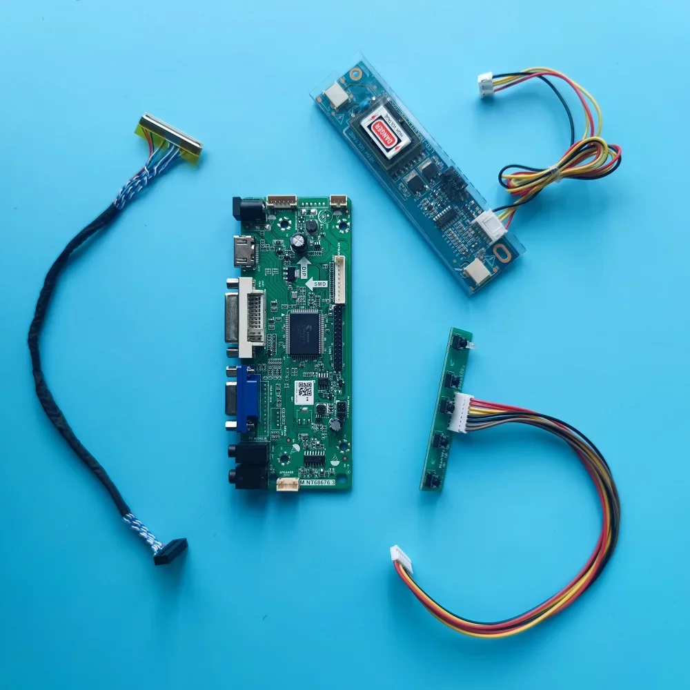 M.NT68676 HDMI-compatible+DVI+AUDIO+VGA+LCD Controller driver Board kit display for M185XW01 1366*768 18.5" LED DIY screen
M.NT68676 HDMI-compatible+DVI+AUDIO+VGA+LCD Controller driver Board kit display for M185XW01 1366*768 18.5" LED DIY screen