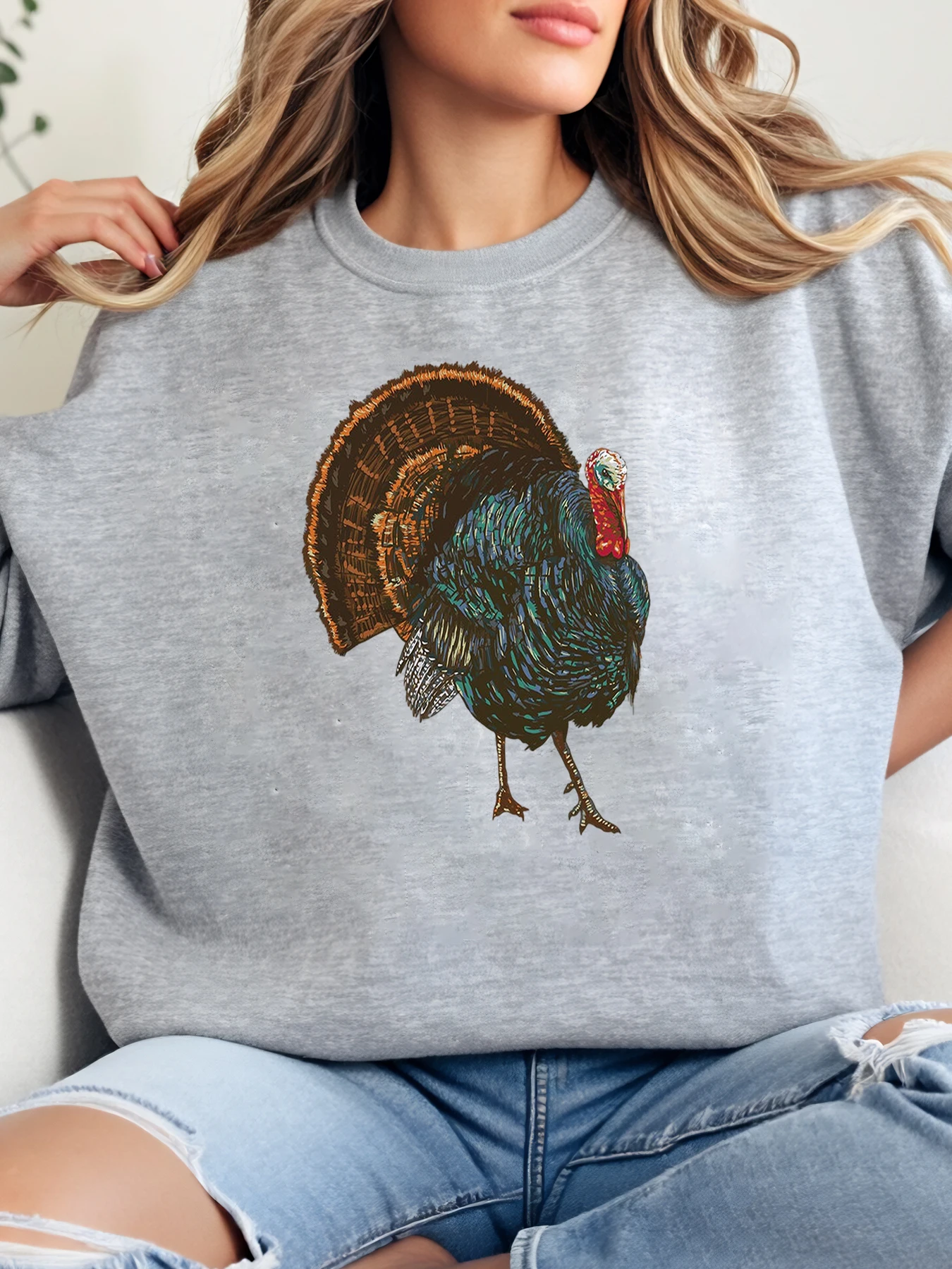 Толстовка с турецким принтом на День Благодарения, женская повседневная осенняя одежда, серая, больших размеров
Толстовка с турецким принтом на День Благодарения, женская повседневная осенняя одежда, серая, больших размеров