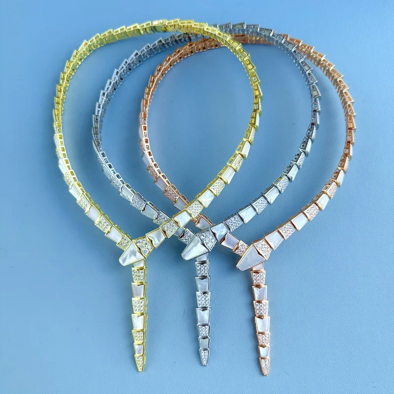 Designer Collection Luxury Dinner Necklace Women Lady Mother Of Pearl Inlay Tiny Cubic Zircon Snake Snakelike Party Choker
Designer Collection Luxury Dinner Necklace Women Lady Mother Of Pearl Inlay Tiny Cubic Zircon Snake Snakelike Party Choker