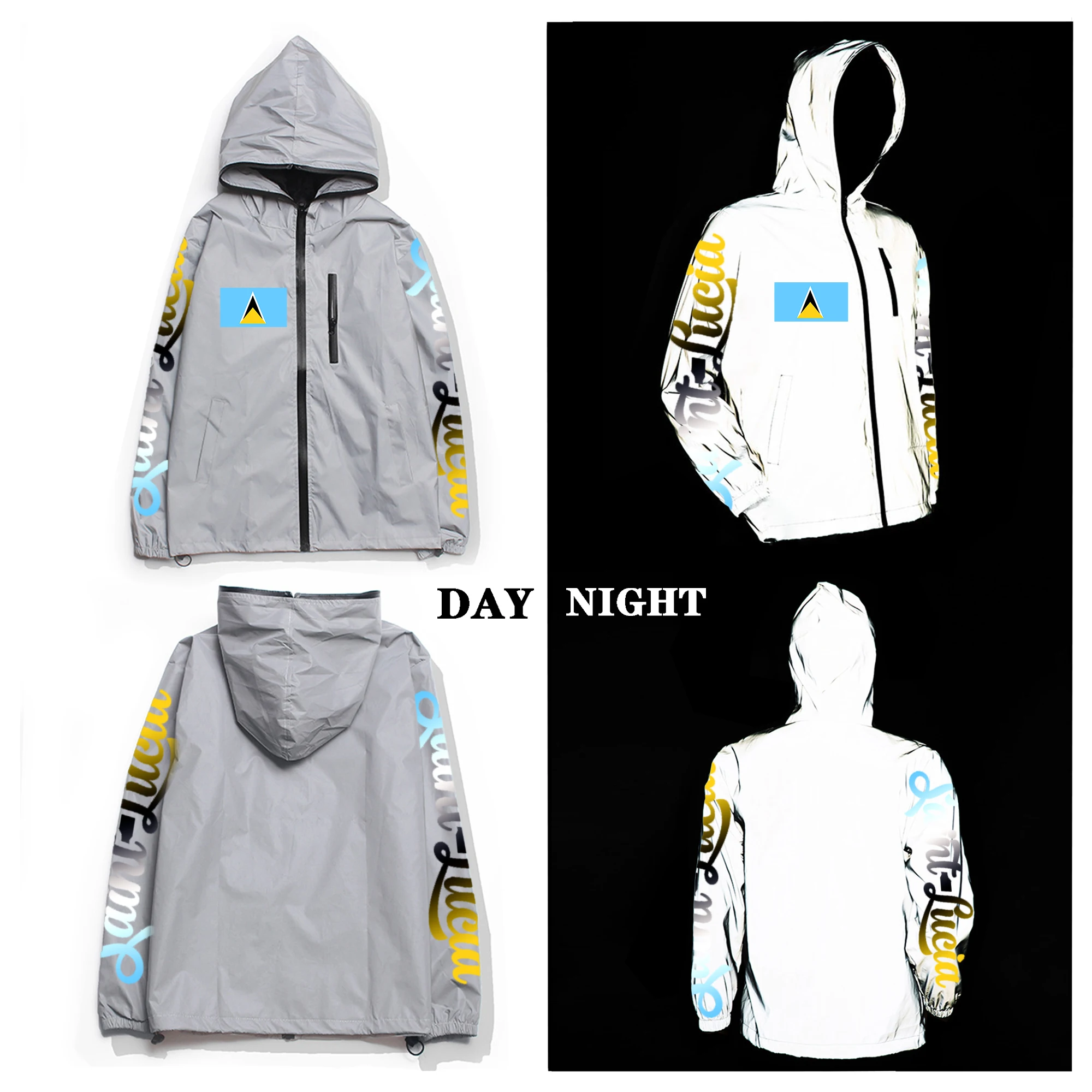 Saint Lucia Flag Custom Reflective Jacket Mens Womens Coat Hooded Windbreaker Run Jackets Cycling Hiking Zipper Custom Hoodie
Saint Lucia Flag Custom Reflective Jacket Mens Womens Coat Hooded Windbreaker Run Jackets Cycling Hiking Zipper Custom Hoodie