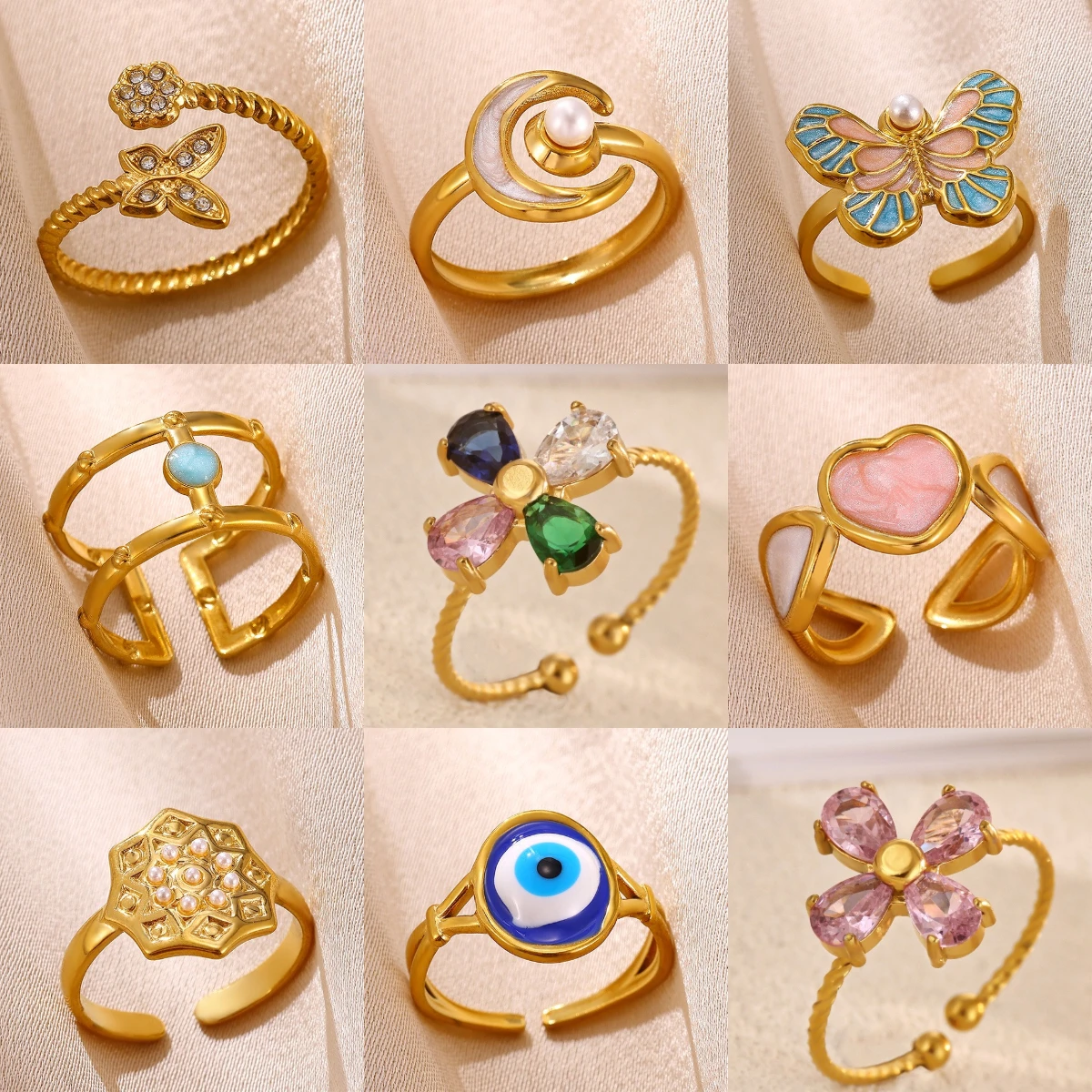 Gold Color Stainless Steel Multi-layered Ring For Women Colored Oil Droplets Butterfly Moon Shaped Geometric Opening Ring Trendy
Gold Color Stainless Steel Multi-layered Ring For Women Colored Oil Droplets Butterfly Moon Shaped Geometric Opening Ring Trendy
