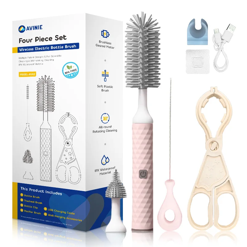 Electric Silicone Bottle Brush 360 Degree Rotating Baby Pacifier Cup Pacifier Cleaning Brush Set with 1500mAh Lithium Battery
Electric Silicone Bottle Brush 360 Degree Rotating Baby Pacifier Cup Pacifier Cleaning Brush Set with 1500mAh Lithium Battery