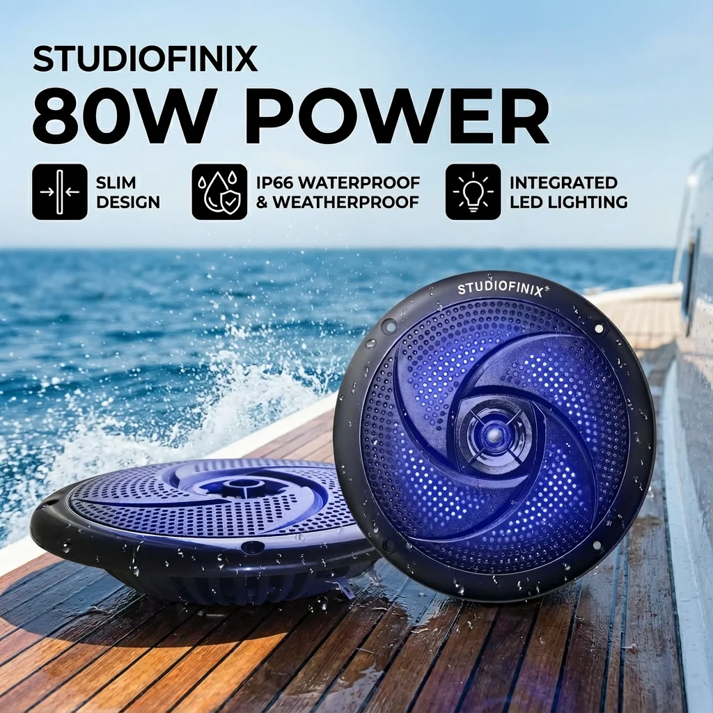 STUDIOFINIX 4-дюймовые водонепроницаемые морские колонки мощностью 2 шт., 80 Вт — устойчивые к атмосферным воздействиям со светодиодной подсветкой, тонкий стиль для лодок, автофургонов, UTV, ATV, Golf
STUDIOFINIX 4-дюймовые водонепроницаемые морские колонки мощностью 2 шт., 80 Вт — устойчивые к атмосферным воздействиям со светодиодной подсветкой, тонкий стиль для лодок, автофургонов, UTV, ATV, Golf