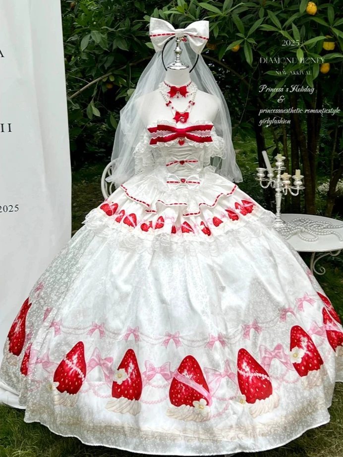 Strawberry Print Bridal Top and Skirt Princess Style Birthday Anniversary Wedding Engagement Ceremony Sense Skirt Two-Piece Set
Strawberry Print Bridal Top and Skirt Princess Style Birthday Anniversary Wedding Engagement Ceremony Sense Skirt Two-Piece Set