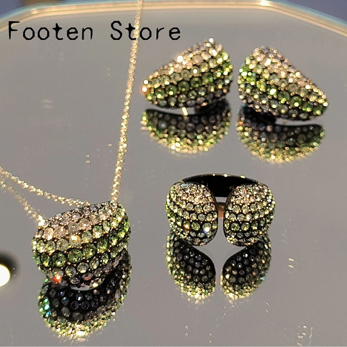 2025 New Trend Fine Jewelry Set Charming Green Geometric Crystal Fashion Necklace Bracelet Ring Earrings Romantic Gift for Women
2025 New Trend Fine Jewelry Set Charming Green Geometric Crystal Fashion Necklace Bracelet Ring Earrings Romantic Gift for Women