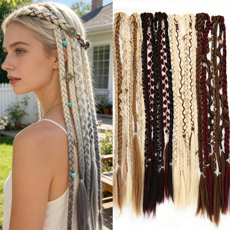 Hand Woven Bohemian 20 Inch Clip On Braid Wxtensions With Everyday Beads and Delicate Accessories, Women's Synthetic Braids
Hand Woven Bohemian 20 Inch Clip On Braid Wxtensions With Everyday Beads and Delicate Accessories, Women's Synthetic Braids